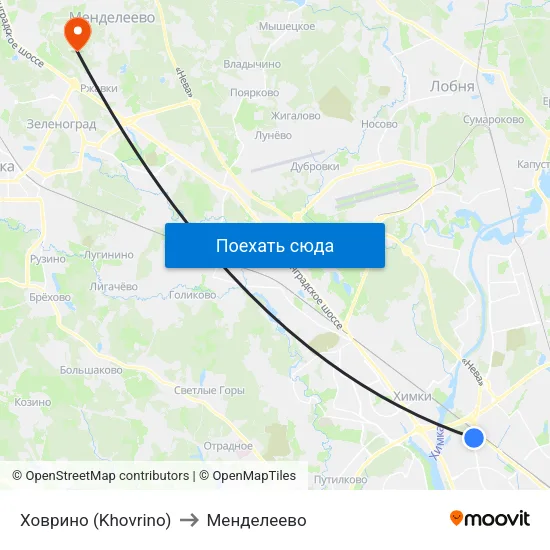 Ховрино (Khovrino) to Менделеево map