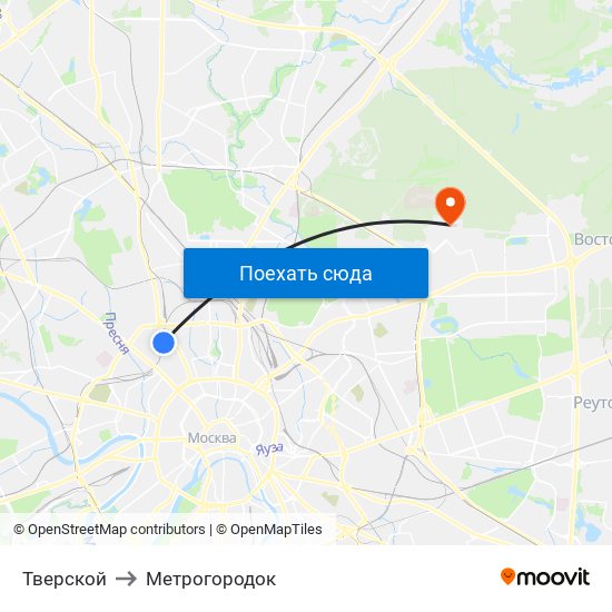 Тверской to Метрогородок map