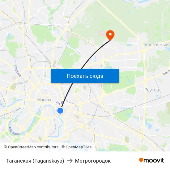 Таганская (Taganskaya) to Метрогородок map