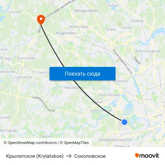 Крылатское (Krylatskoe) to Соколовское map