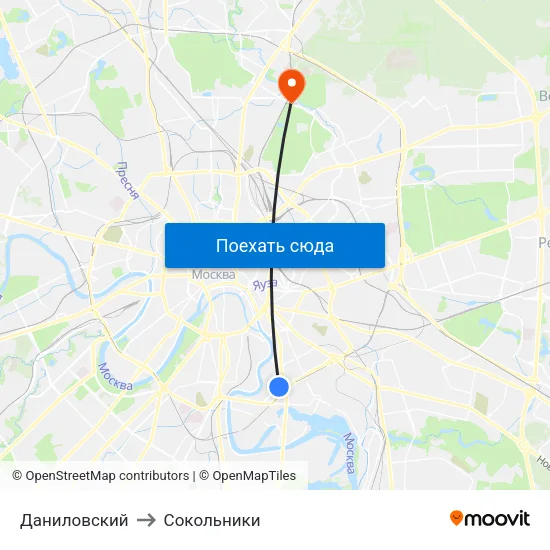 Даниловский to Сокольники map
