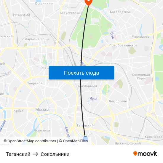 Таганский to Сокольники map