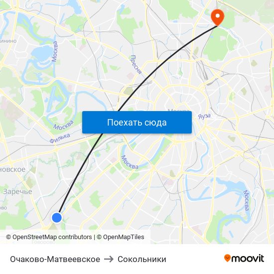 Очаково-Матвеевское to Сокольники map