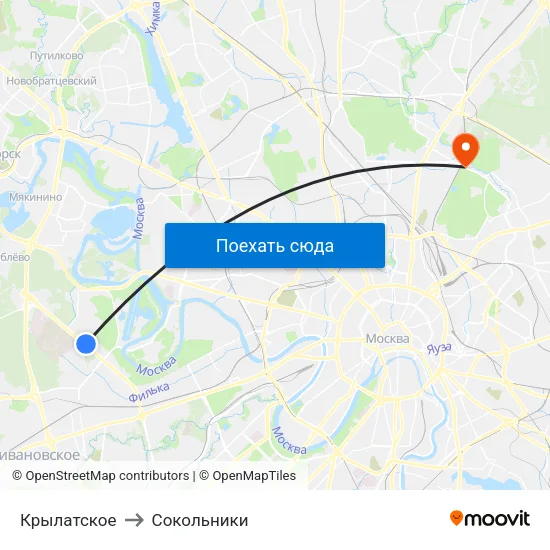 Крылатское to Сокольники map