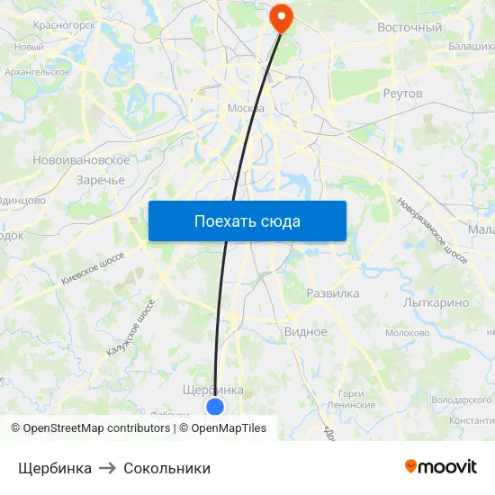 Щербинка to Сокольники map
