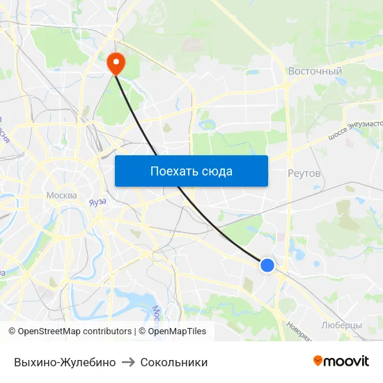 Выхино-Жулебино to Сокольники map