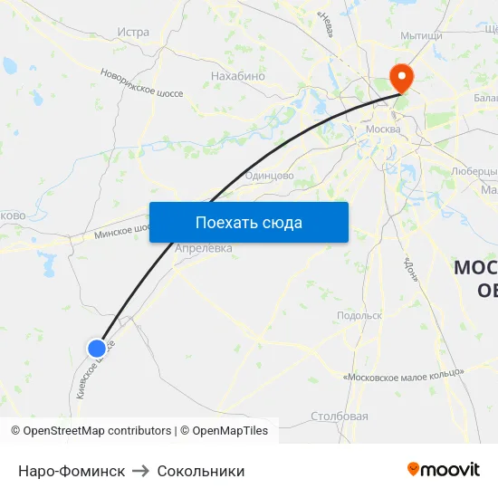 Наро-Фоминск to Сокольники map