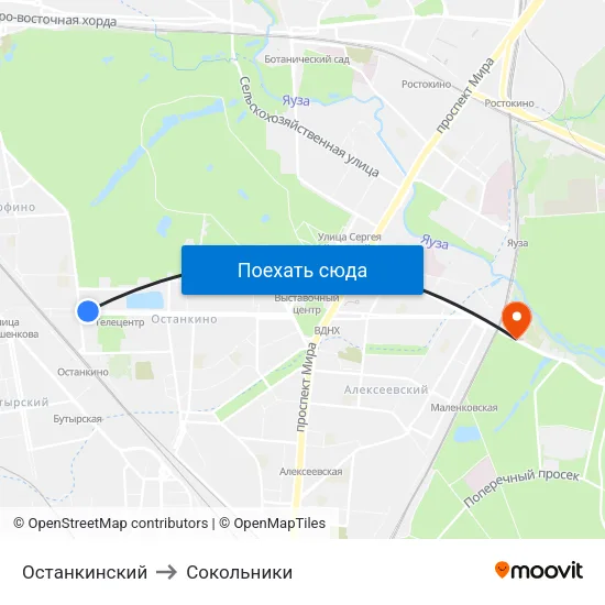 Останкинский to Сокольники map