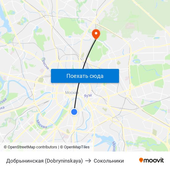 Добрынинская (Dobryninskaya) to Сокольники map