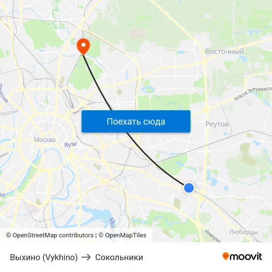 Выхино (Vykhino) to Сокольники map