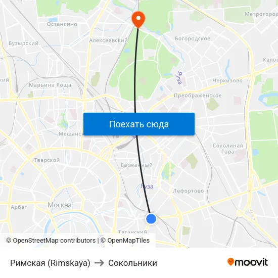 Римская (Rimskaya) to Сокольники map