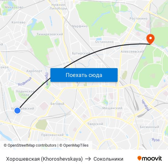 Хорошевская (Khoroshevskaya) to Сокольники map