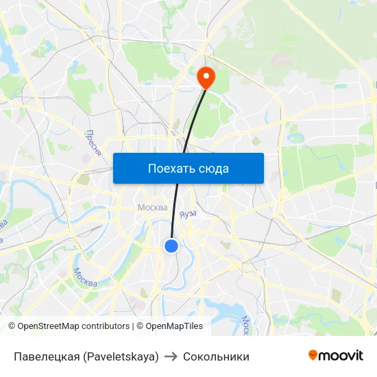 Павелецкая (Paveletskaya) to Сокольники map
