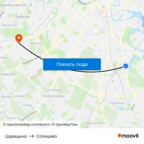 Царицыно to Солнцево map