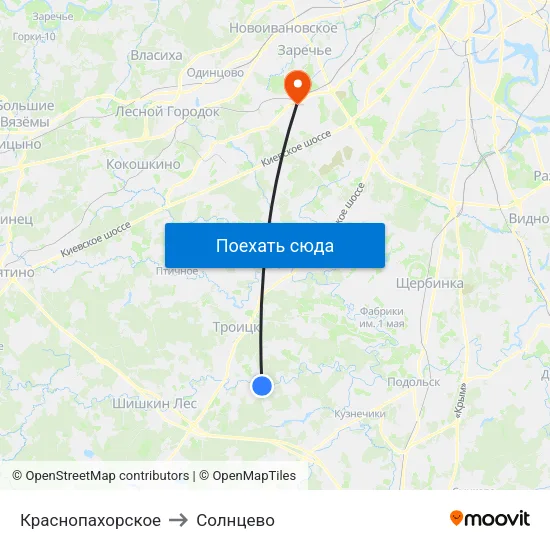 Краснопахорское to Солнцево map