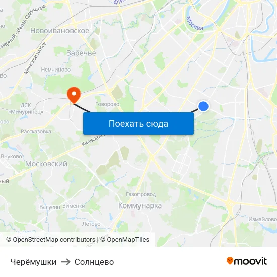 Черёмушки to Солнцево map