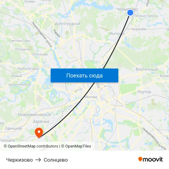 Черкизово to Солнцево map