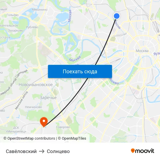 Савёловский to Солнцево map