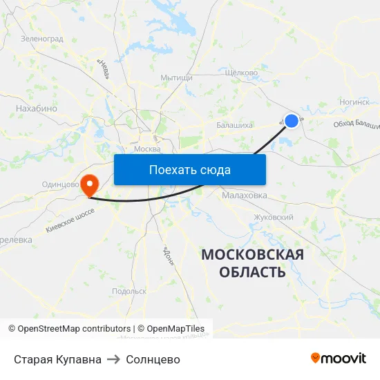 Старая Купавна to Солнцево map