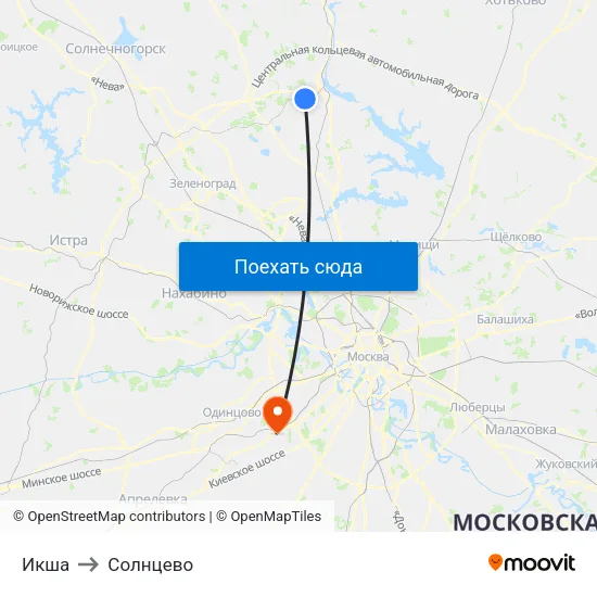 Икша to Солнцево map