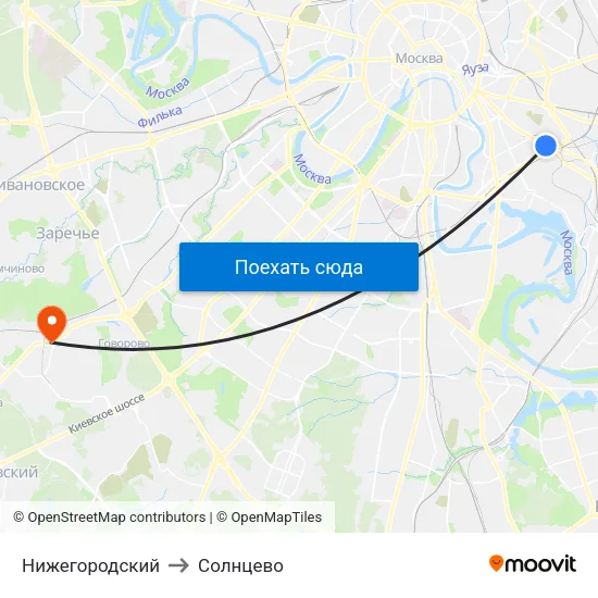 Нижегородский to Солнцево map