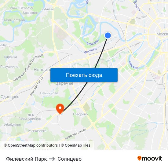 Филёвский Парк to Солнцево map