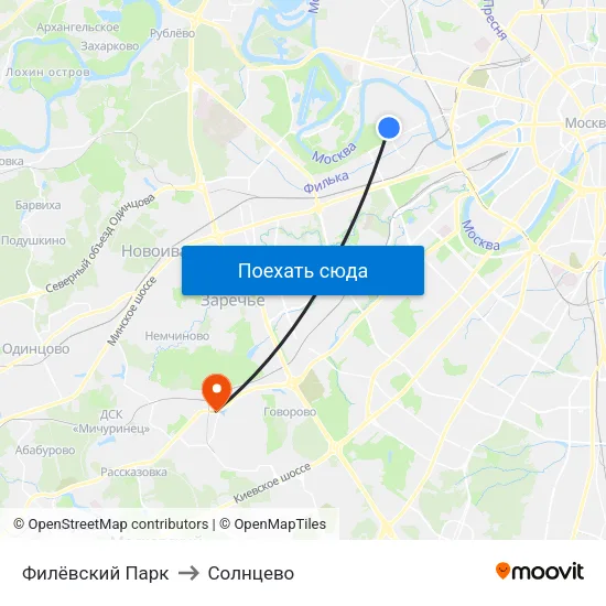 Филёвский Парк to Солнцево map