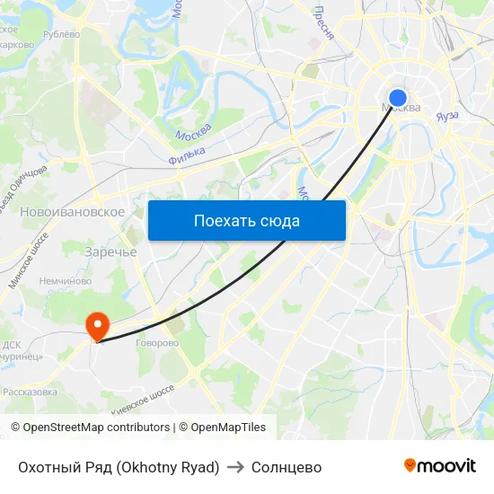Охотный Ряд (Okhotny Ryad) to Солнцево map