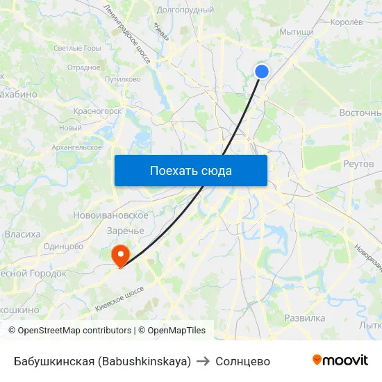 Бабушкинская (Babushkinskaya) to Солнцево map