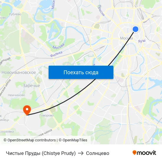 Чистые Пруды (Chistye Prudy) to Солнцево map