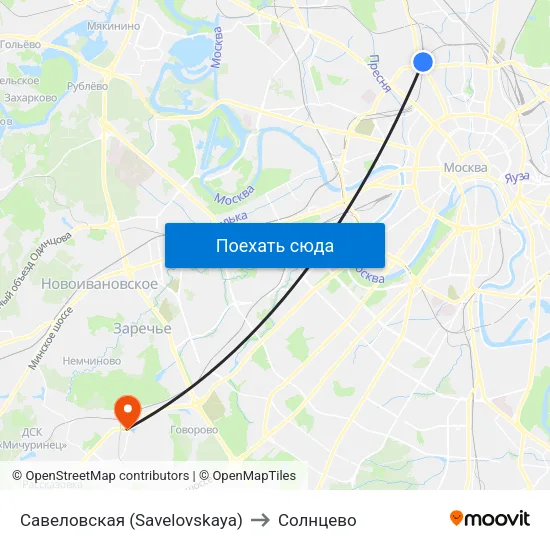 Савеловская (Savelovskaya) to Солнцево map