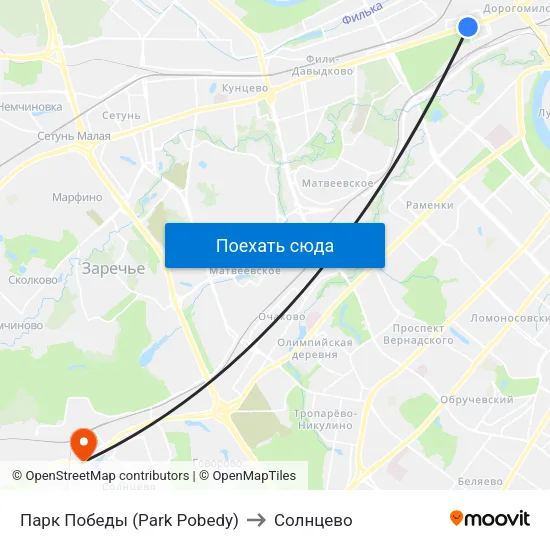 Парк Победы (Park Pobedy) to Солнцево map