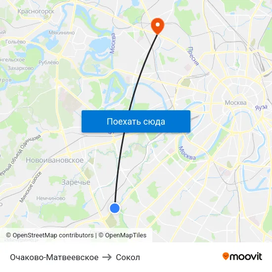 Очаково-Матвеевское to Сокол map