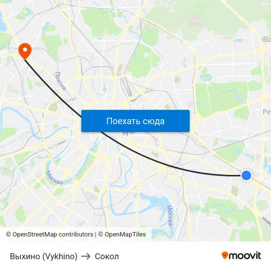 Выхино (Vykhino) to Сокол map