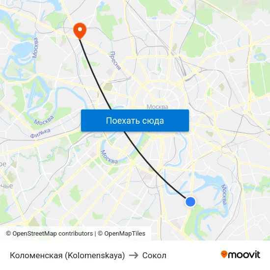 Коломенская (Kolomenskaya) to Сокол map