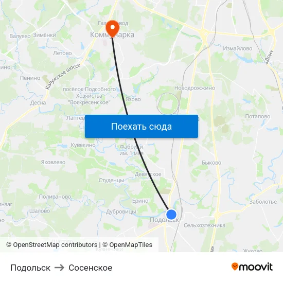 Подольск to Сосенское map