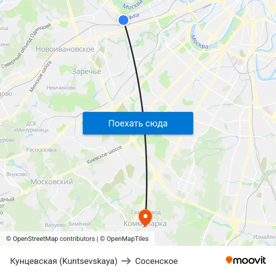 Кунцевская (Kuntsevskaya) to Сосенское map