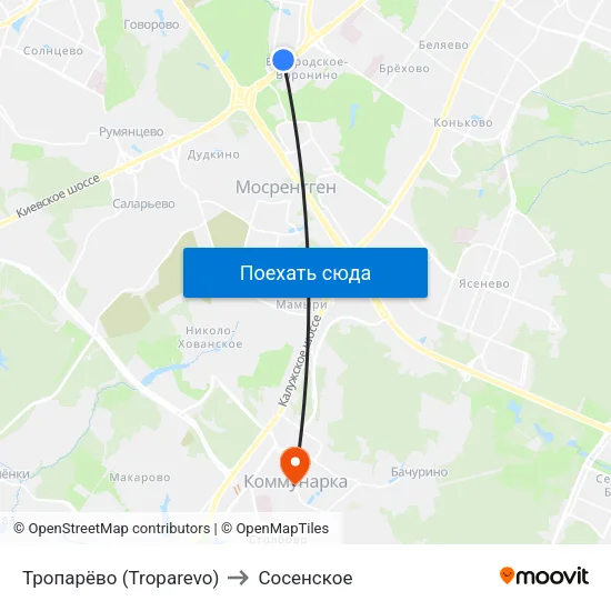 Тропарёво (Troparevo) to Сосенское map