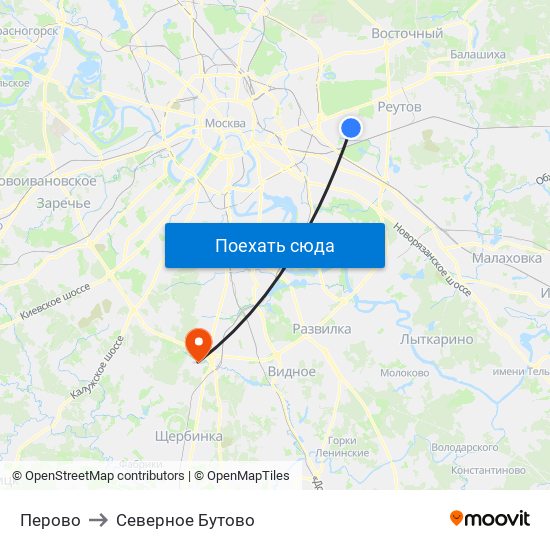 Перово to Северное Бутово map