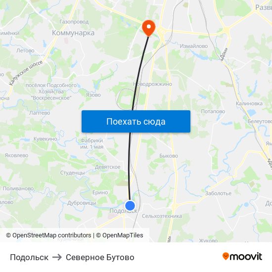 Подольск to Северное Бутово map