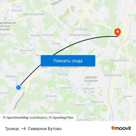 Троицк to Северное Бутово map