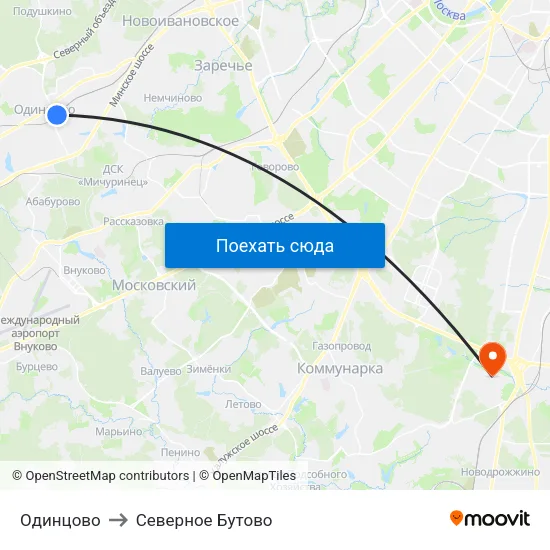 Одинцово to Северное Бутово map