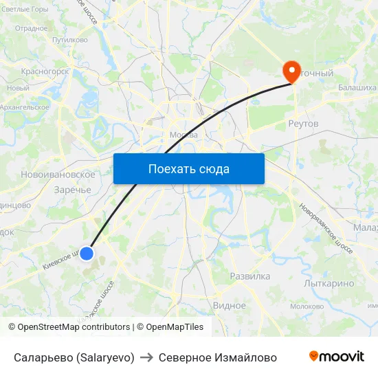 Саларьево (Salaryevo) to Северное Измайлово map