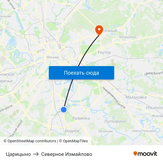 Царицыно to Северное Измайлово map