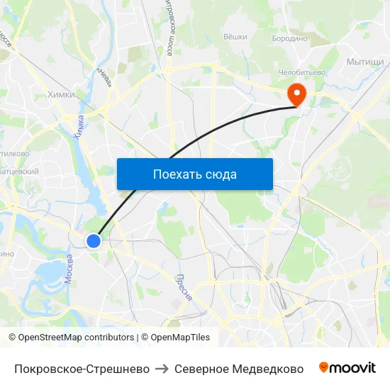 Покровское-Стрешнево to Северное Медведково map