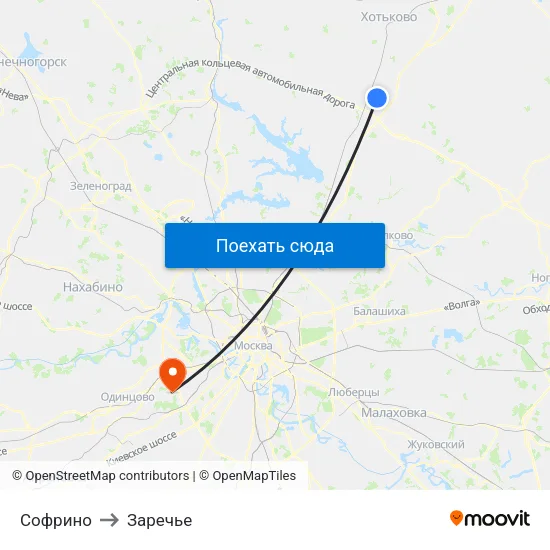 Софрино to Заречье map