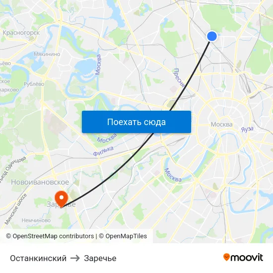 Останкинский to Заречье map