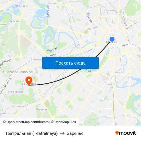 Театральная (Teatralnaya) to Заречье map