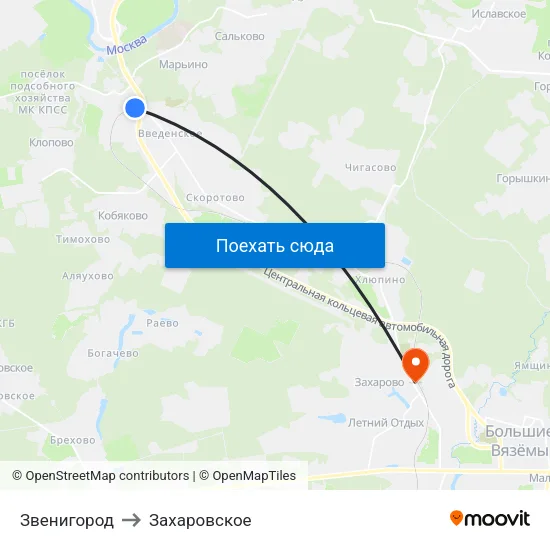 Звенигород to Захаровское map