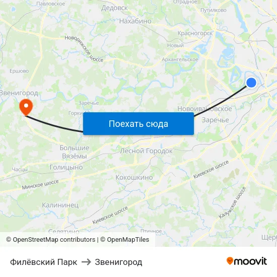 Филёвский Парк to Звенигород map